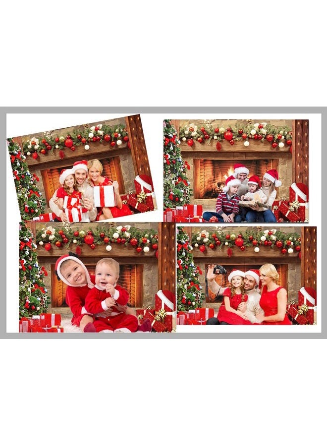 CYLYH 8x6ft Christmas Photography Backdrop Christmas Fireplace Theme Backdrop Christmas Party Decorations Birthday Party Kids Portrait Photo Studio Booth Props - Image 5