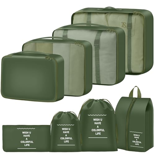 YEEYAA 8 Set Packing Cubes for Travel Suitcase Organizer Bags Luggage Packing Cubes Set Travel Essentials Accessories Gifts for Women - Image 1