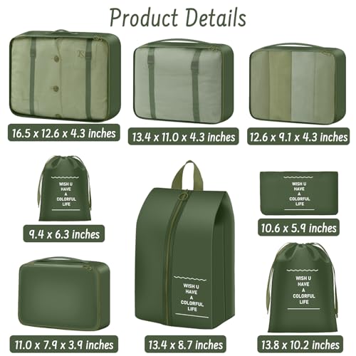 YEEYAA 8 Set Packing Cubes for Travel Suitcase Organizer Bags Luggage Packing Cubes Set Travel Essentials Accessories Gifts for Women - Image 3
