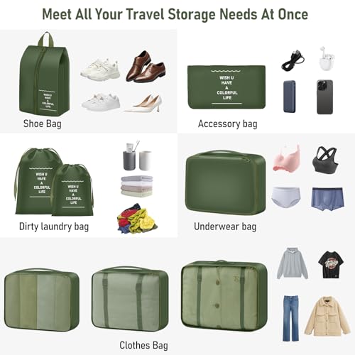 YEEYAA 8 Set Packing Cubes for Travel Suitcase Organizer Bags Luggage Packing Cubes Set Travel Essentials Accessories Gifts for Women - Image 4