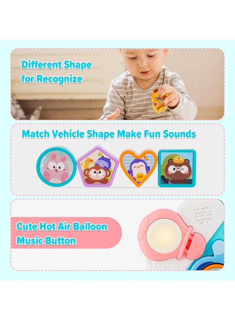 Montessori Early Education Busy Board Light Music Fun Traffic Fruit Building Blocks Matching Children's Educational Cognitive Toys (HE8088 Pink) - Image 3