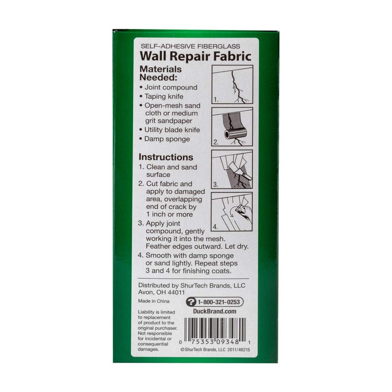 Duck Brand Self-Adhesive Drywall Repair Fabric, 6-Inch by 25 Feet, Single Roll, White (282084) - Image 3