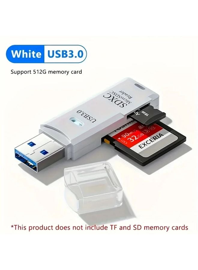 White USB 3 0 2 In 1 Multi Card Reader High Speed Micro SD TF Memory Flash Drive Adapter - Image 1