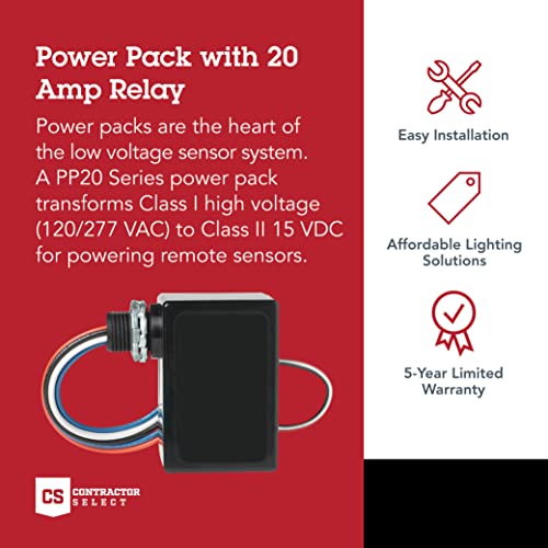 Lithonia Lighting PP20 Power Pack for Low Voltage Sensor System, Dual Voltage Transformer, Self-Contained Relay, Powers Up to 14 Sensors - Image 2