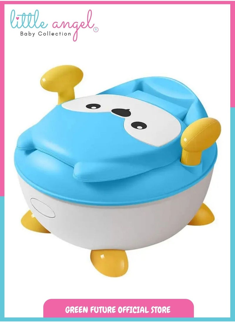 Little Angel Baby Potty Chair - Comfortable Toddler Toilet Seat with Handles, Potty Training Chair for Kids, Easy Clean Removable Tray, Blue  - Image 3