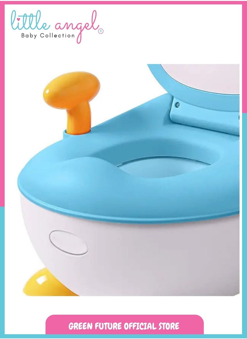 Little Angel Baby Potty Chair - Comfortable Toddler Toilet Seat with Handles, Potty Training Chair for Kids, Easy Clean Removable Tray, Blue  - Image 5