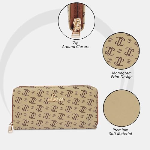 Lavie Women's Sacy Monogram LL Print Large Zip around Wallet | Ladies Purse Handbags - Image 3