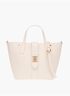 ELLE Womens Monogram Embossed Tote Bag With Zip Closure  - Image 1