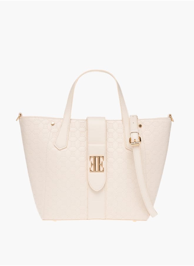ELLE - Womens Monogram Embossed Tote Bag With Zip Closure - Image 1