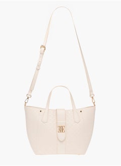 ELLE Womens Monogram Embossed Tote Bag With Zip Closure  - Image 2