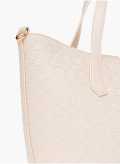 ELLE Womens Monogram Embossed Tote Bag With Zip Closure  - Image 5