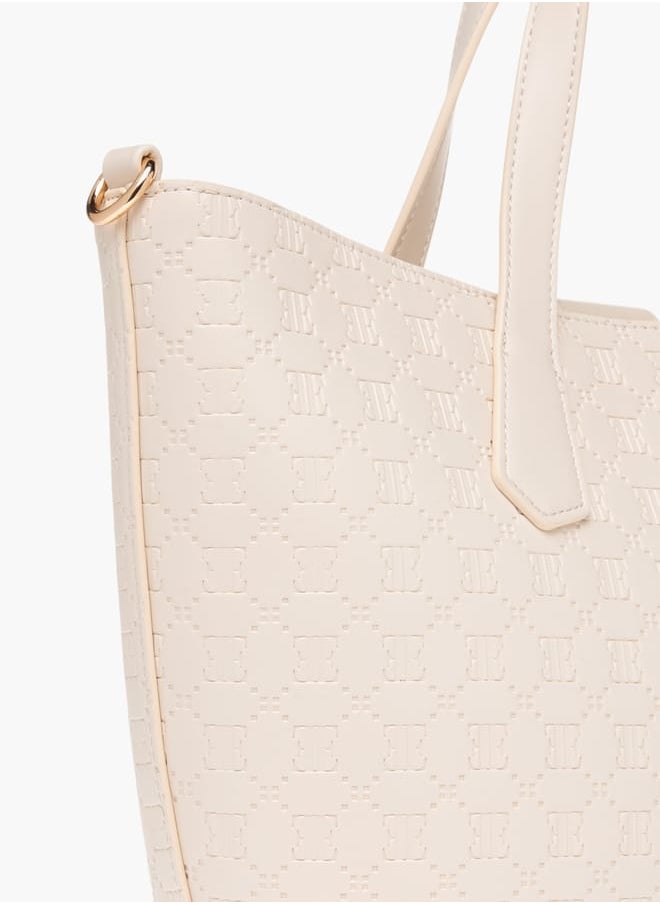 ELLE - Womens Monogram Embossed Tote Bag With Zip Closure - Image 1