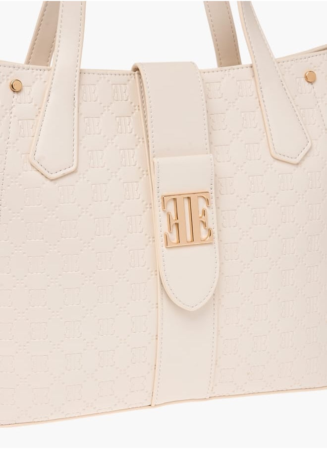 ELLE - Womens Monogram Embossed Tote Bag With Zip Closure - Image 1