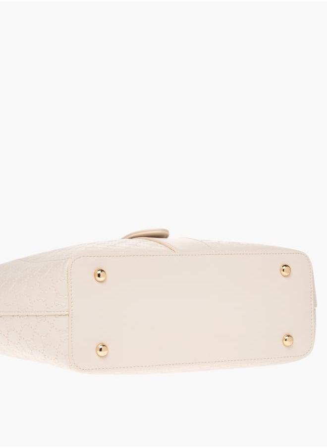 ELLE - Womens Monogram Embossed Tote Bag With Zip Closure - Image 1