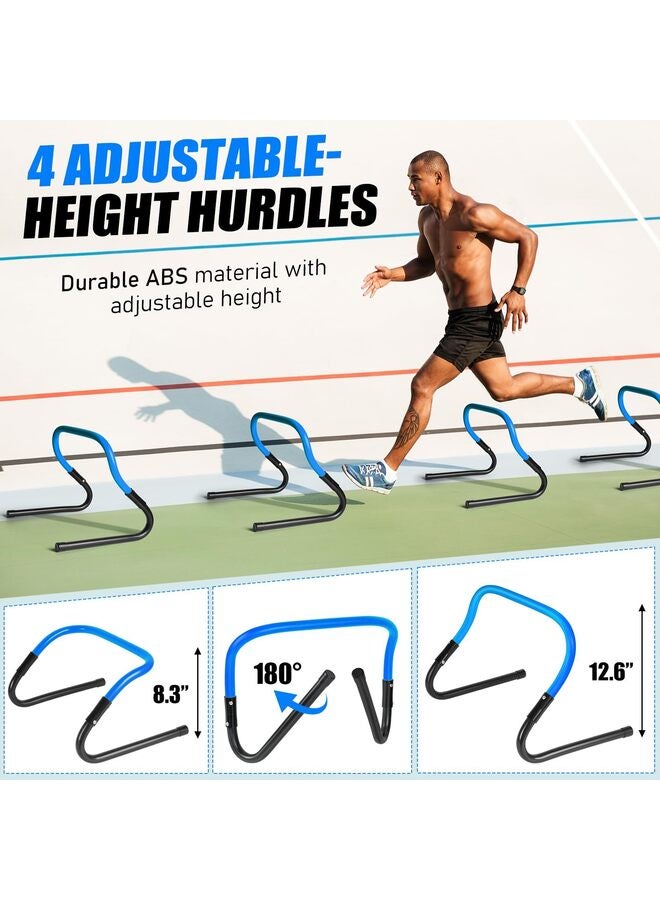 Agility Speed Training Equipment Set 20ft Speed Ladder 12 Cones 4 Adjustable Hurdles Jump Rope Parachute Ideal for Basketball Football Soccer for Youth Adults - Image 2