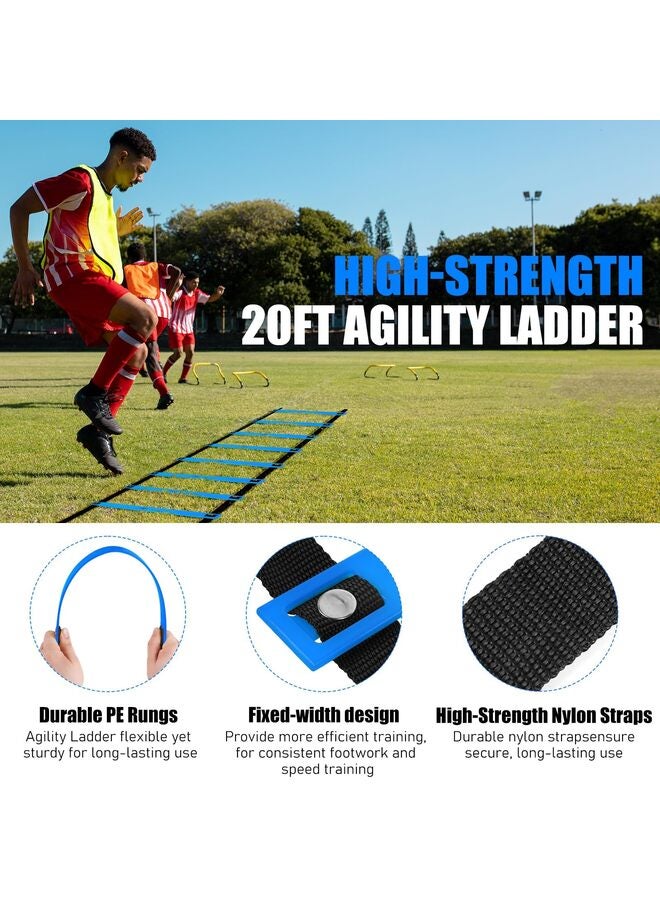 Agility Speed Training Equipment Set 20ft Speed Ladder 12 Cones 4 Adjustable Hurdles Jump Rope Parachute Ideal for Basketball Football Soccer for Youth Adults - Image 5