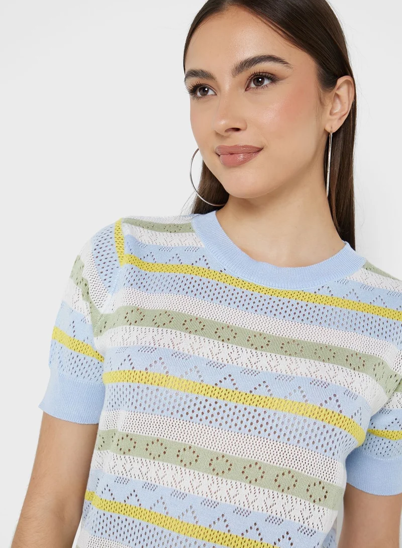 Ginger Stripe Short Sleeve Sweater