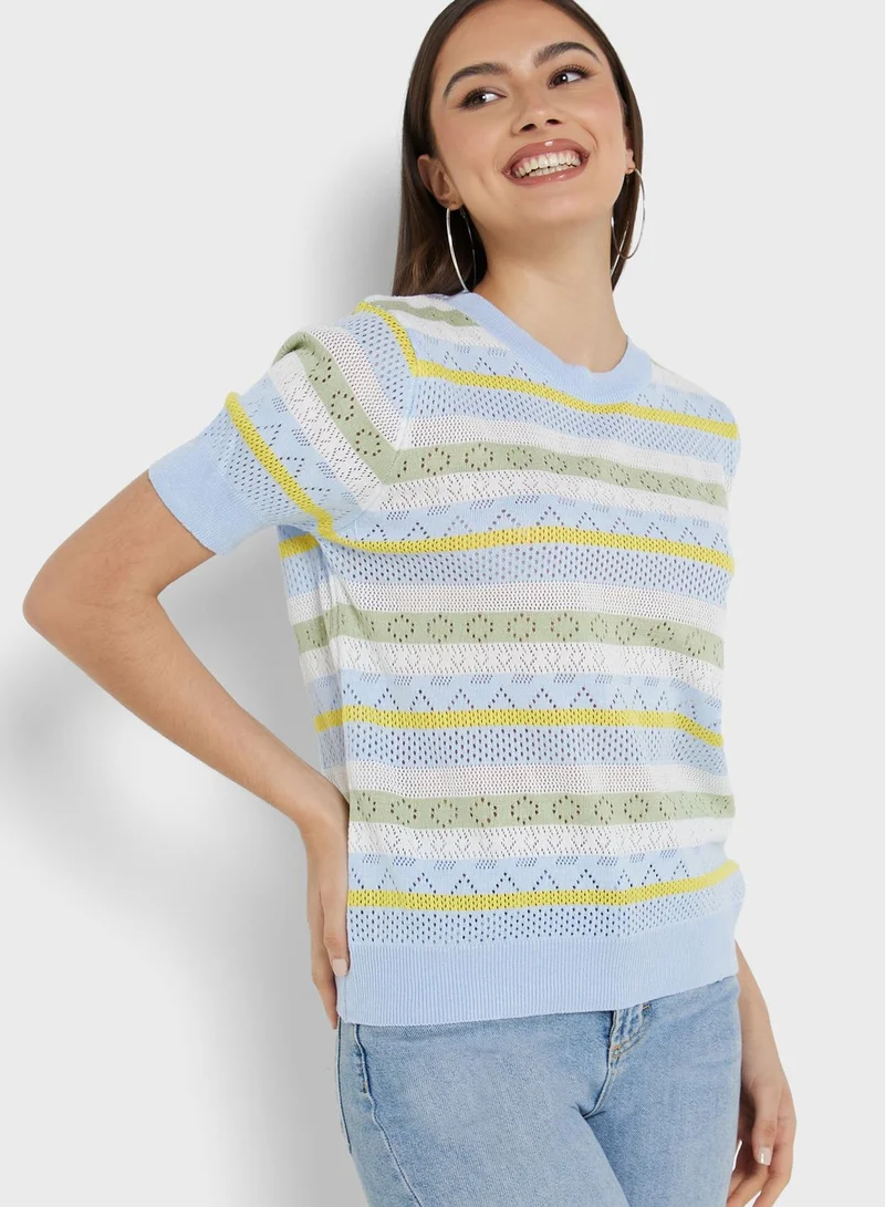 Ginger Stripe Short Sleeve Sweater