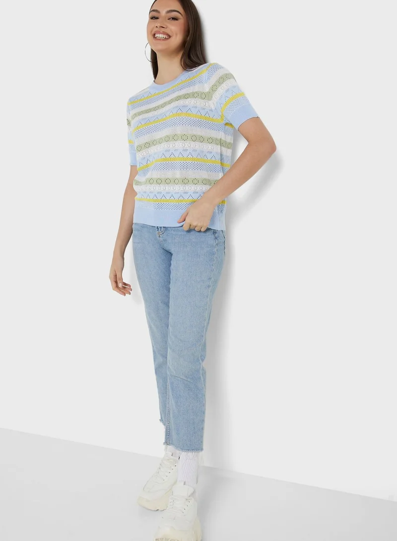 Ginger Stripe Short Sleeve Sweater