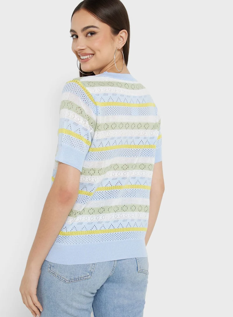 Ginger Stripe Short Sleeve Sweater