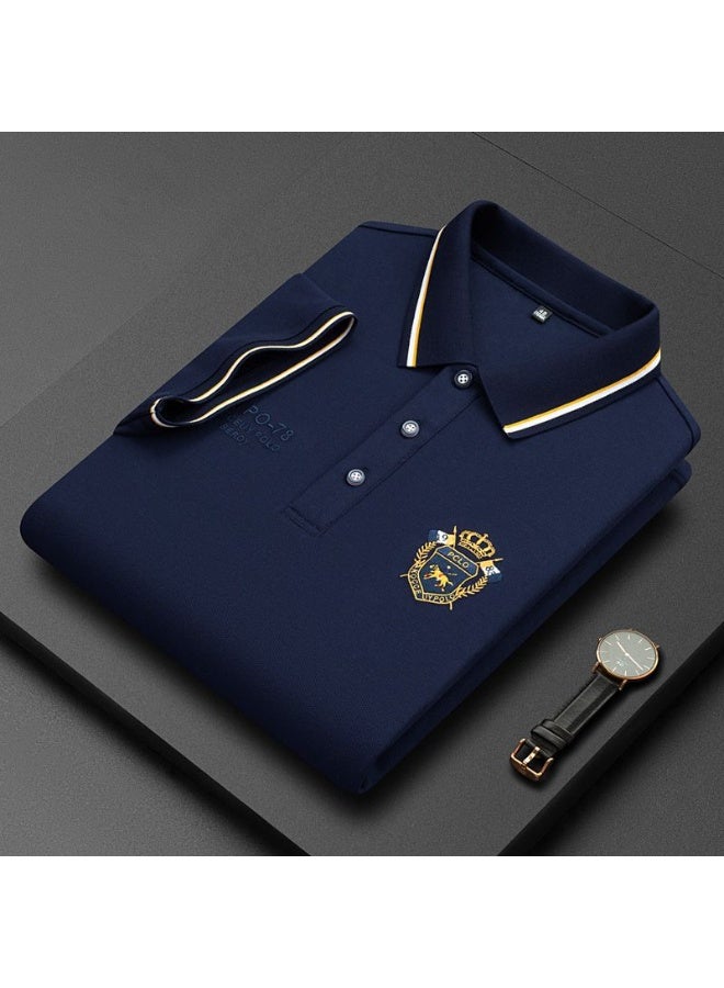 POLO Embroidered Men's Pure Cotton Polo Shirt Summer  Business Casual Breathable Men's Polo Shirt - Image 1