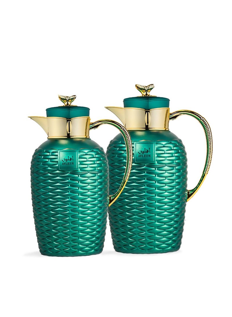 السيف  طقم ترامس افلين من السيف شاي/قهوه اللون الاخضر/الذهبي - Image 1