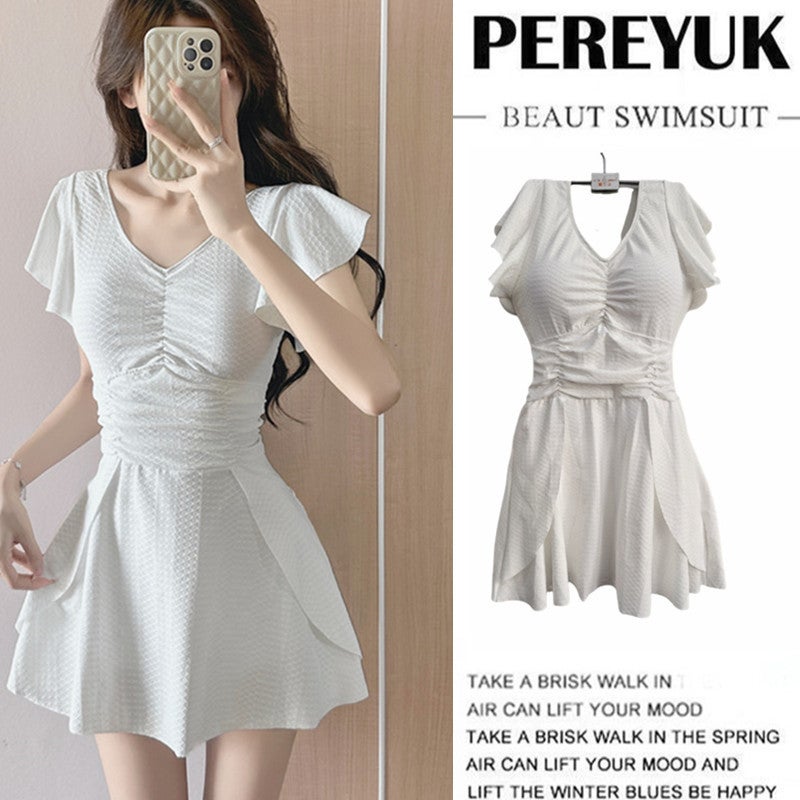 Fairy Swimsuit Women''s One-Piece Boxer Conservative Slimming Look Belly-Covering Large Size Skirt Style Hot Spring Vacation Internet Celebrity New Swimsuit - Image 4