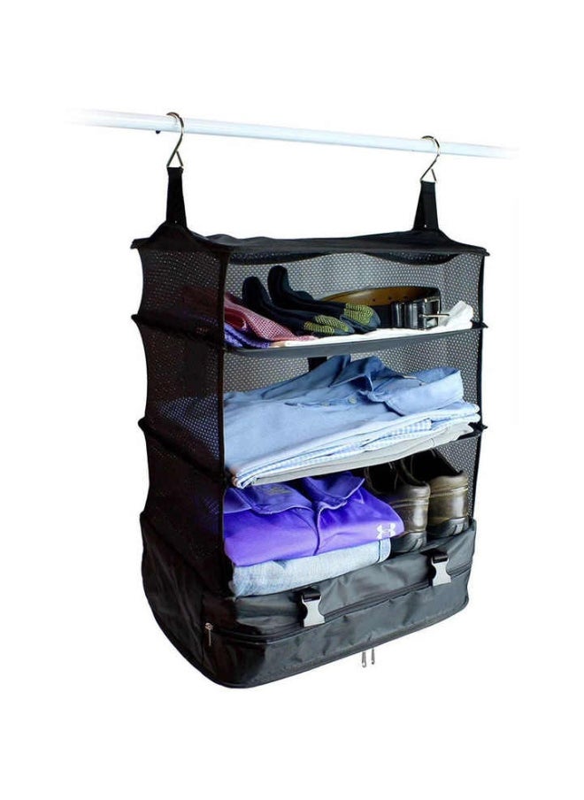 Generic Hanging Packing Cubes, Portable Closet Shelves Travel Collapsible, Compression Garment Organizer for Carry-on Luggage Suitcase with Breathable Perforated Material (Black)  - Image 2
