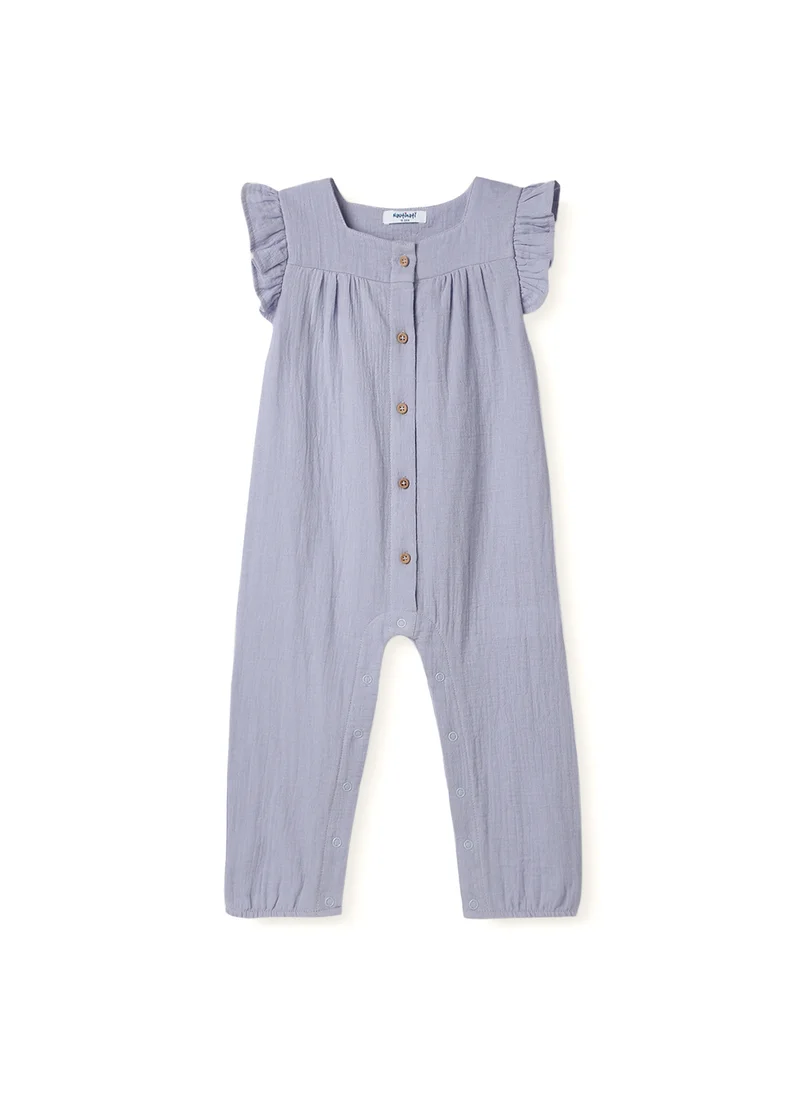 نوتيناتي Nautinati Girls' Cotton Ruffle Sleeves Jumpsuit in Soft Double Cloth