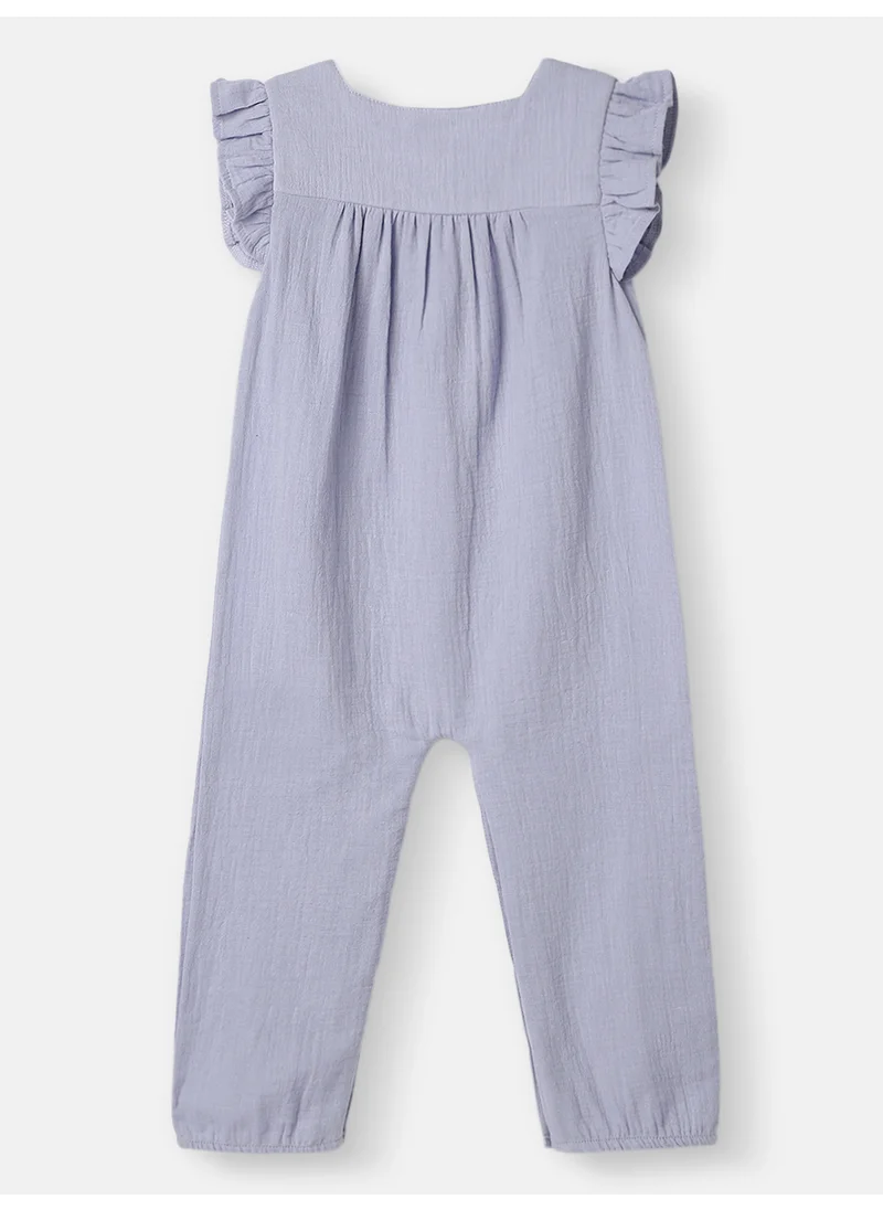 نوتيناتي Nautinati Girls' Cotton Ruffle Sleeves Jumpsuit in Soft Double Cloth