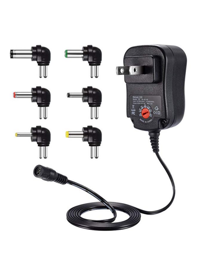 30w Power Adapter 3v12v Adjustable Voltage Multi-function Charger Plug Usb 5v 2.1a Interface-Color:Black-Specifications:European Regulations