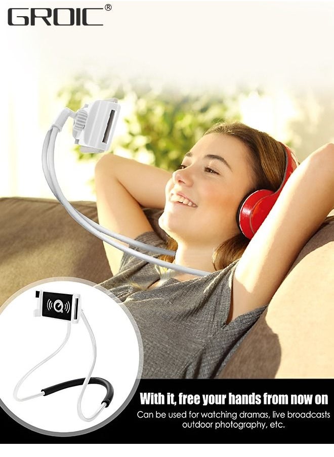 GROIC - Universal Smart Mobile Phone Stand, Hanging on Neck Lazy Gooseneck Cell Phone Mount Holder, Flexible Lazy Bracket DIY Free Rotating Hands Free Neck Phone Tablet Holder (Black) - Image 1