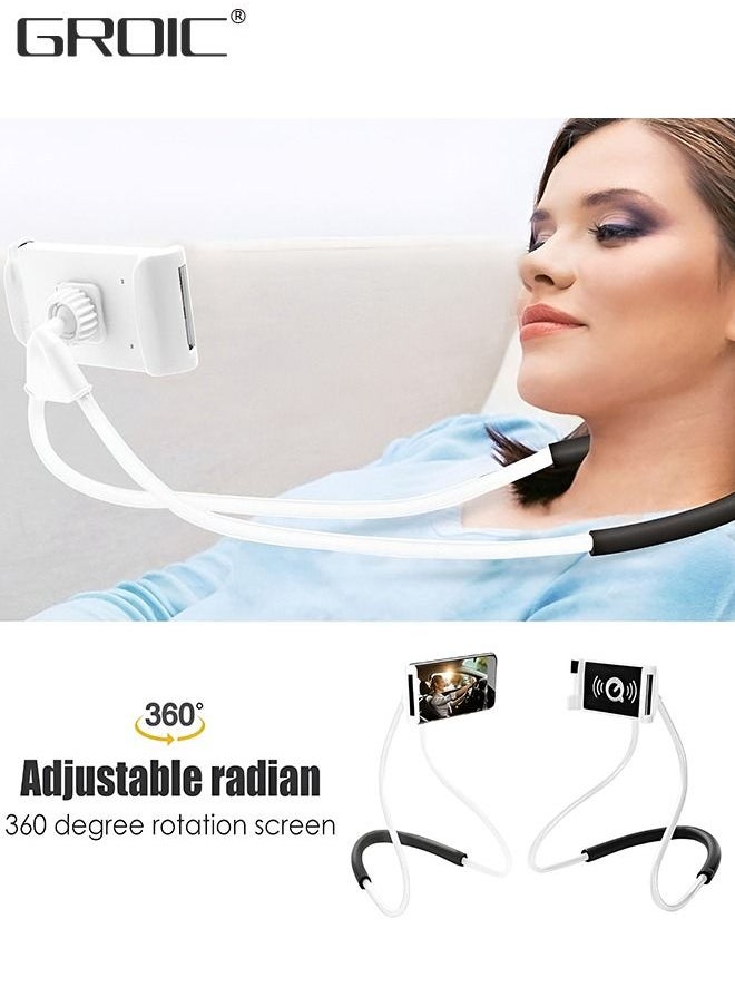 GROIC - Universal Smart Mobile Phone Stand, Hanging on Neck Lazy Gooseneck Cell Phone Mount Holder, Flexible Lazy Bracket DIY Free Rotating Hands Free Neck Phone Tablet Holder (Black) - Image 1