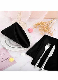 Excefore Square Satin Napkin Bright Silk Table Soft Smooth Fabric, Black, 17 x 17 Inch for Wedding, Parties, Banquet, Restaurant Decoration ( 16 Pcs )  - Image 4
