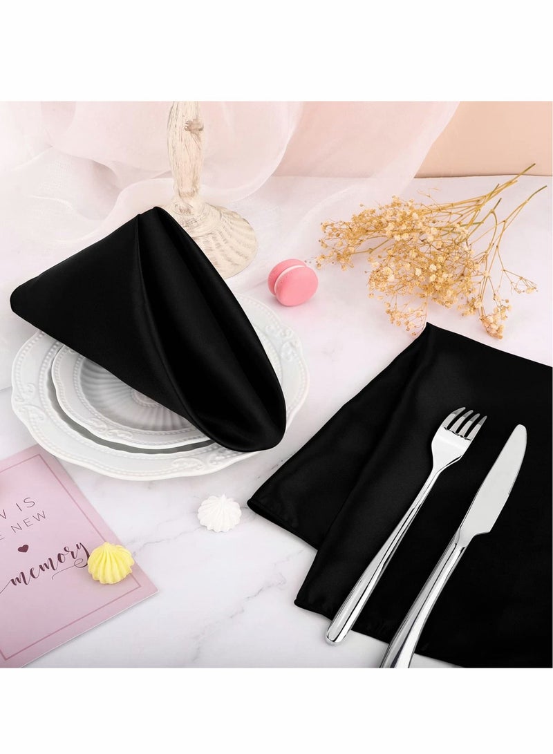 Excefore Square Satin Napkin Bright Silk Table Soft Smooth Fabric, Black, 17 x 17 Inch for Wedding, Parties, Banquet, Restaurant Decoration ( 16 Pcs )  - Image 4