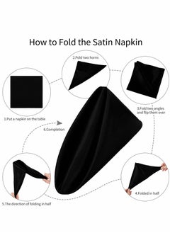 Excefore Square Satin Napkin Bright Silk Table Soft Smooth Fabric, Black, 17 x 17 Inch for Wedding, Parties, Banquet, Restaurant Decoration ( 16 Pcs )  - Image 3