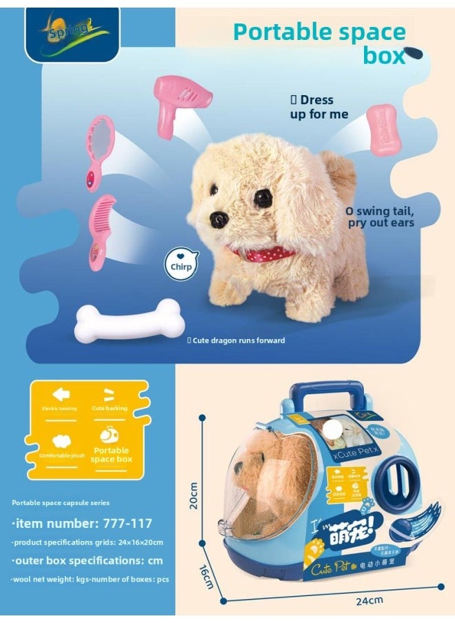 Real Exhibition Electric Walking And Sounding Plush Pet Rabbit, Dog And Cat Family Interactive Animal Satchel Space Box Toy-Color:777-117b Dog, 24 Boxes In 1 Box  - Image 1