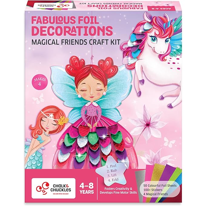 تشاك أند تشاكلز & مجموعة الحرف الفنية; زينة احباط رائعة للأطفال الذين تتراوح أعمارهم بين 4-9 سنوات ؛ حريش; الاميره; موضوع حورية البحر. هدايا DIY للفتيات. صبيان; ألعاب إبداعية للأطفال, متعدد الألوان, رغوة