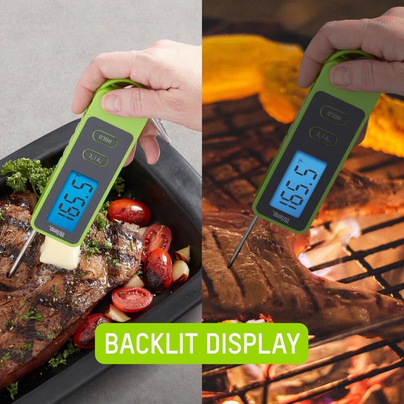 Taylor TruTemp Compact Digital Folding Meat Thermometer with Carabiner Clip for Grilling, BBQ, Kitchen, and Griddle, Kitchen Gadget Essential and Food Thermometer, Gift for Dad, Him, and Men, Green - Image 3