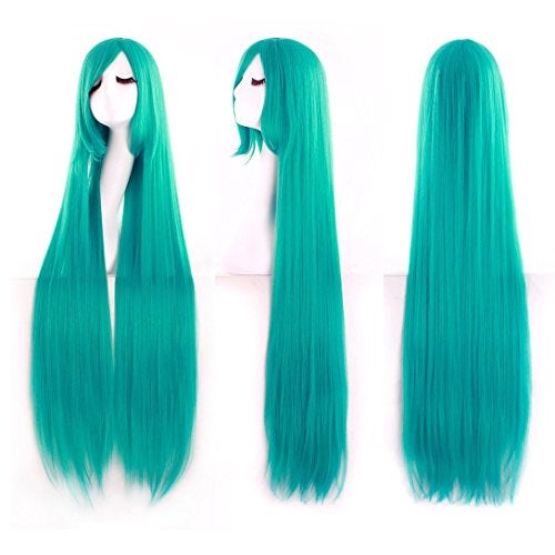 MapofBeauty 40" 100cm Anime Costume Long Straight Cosplay Wig Party Wig (Dark Turquoise) - Image 4