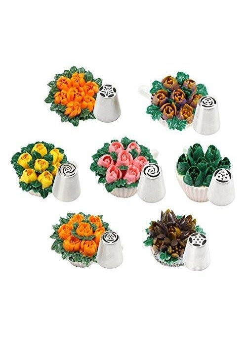 HPK HPK Russia Icing Piping Nozzles Tips Pastry Cake SugarCraft Decorating Tool Set of 6  - Image 1