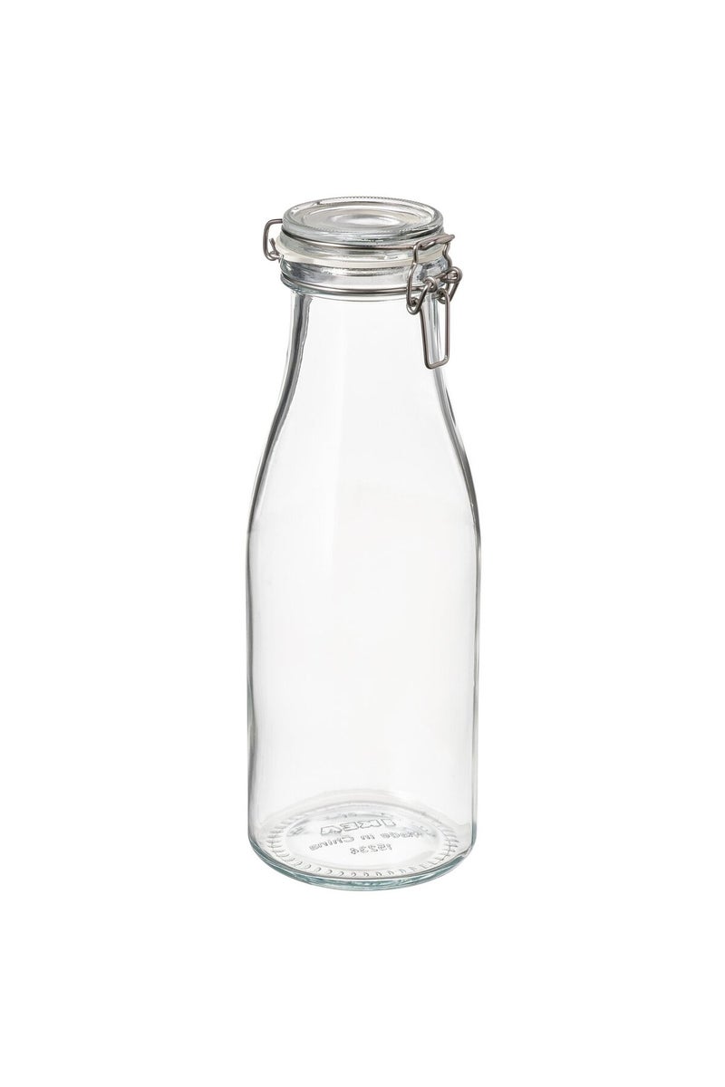 Bottle Shaped Jar with Lid, Clear Glass, 1.4 l - Image 1