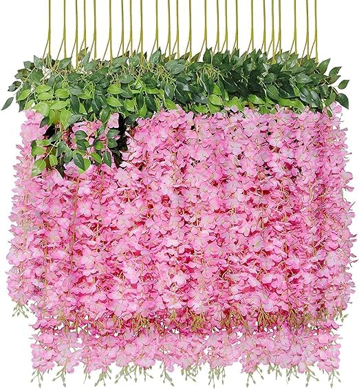 Homenique Ratta Fake Hanging Garland (Pink) - 12 Pieces, Artificial Flora - Image 1