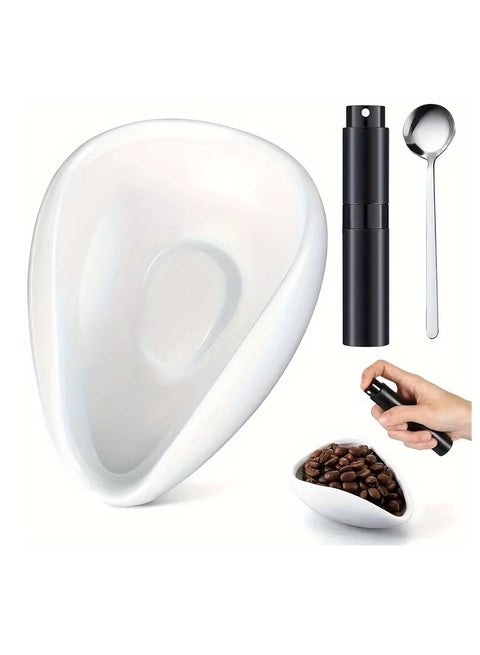 Coffee Bean tray and RDT Spray Bottle and Spoon 3-Piece Set, Coffee Bar Accessories, Ceramic Dosing Vessel, Single Dose Measuring Tray Kit, Coffee Lover Gift