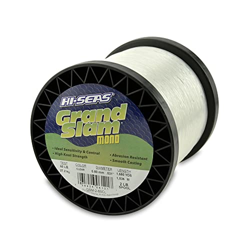Hi-Seas Grand Slam Monofilament Line, 60 lb / 27.2 kg Test, .031 in / 0.80 mm Dia, Clear, 1680 yd / 1536 m - Image 1