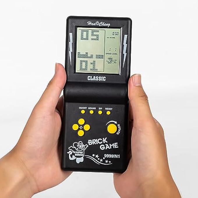 HANDHELD BRICK GAME CONSOLE,3.5-INCH LARGE SCREEN BLACK HANDHELD BUILDING BLOCK GAME,TANK RACING ELECTRONIC GAME,BUILD IN 23 CLASSIC GAMES FOR ADULTS OR KIDS (1 PCS) - Image 5