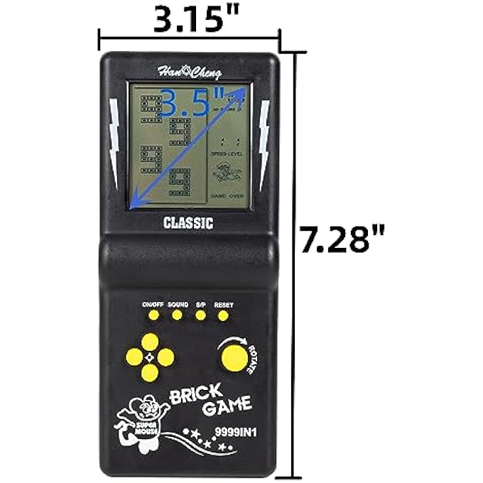 HANDHELD BRICK GAME CONSOLE,3.5-INCH LARGE SCREEN BLACK HANDHELD BUILDING BLOCK GAME,TANK RACING ELECTRONIC GAME,BUILD IN 23 CLASSIC GAMES FOR ADULTS OR KIDS (1 PCS) - Image 3