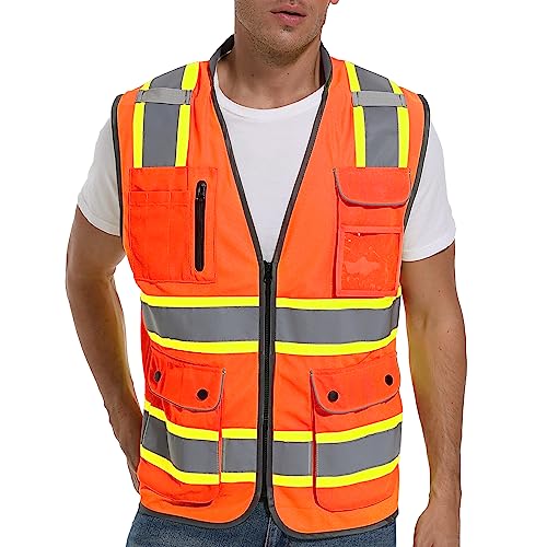 ArcRidge Reflective Safety Vest for Men and Women - High Visibility Construction Vest - Dual Tone Reflective Strips (Orange, Small) - Image 5