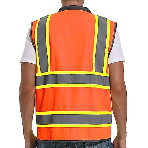 ArcRidge Reflective Safety Vest for Men and Women - High Visibility Construction Vest - Dual Tone Reflective Strips (Orange, Small) - Image 4