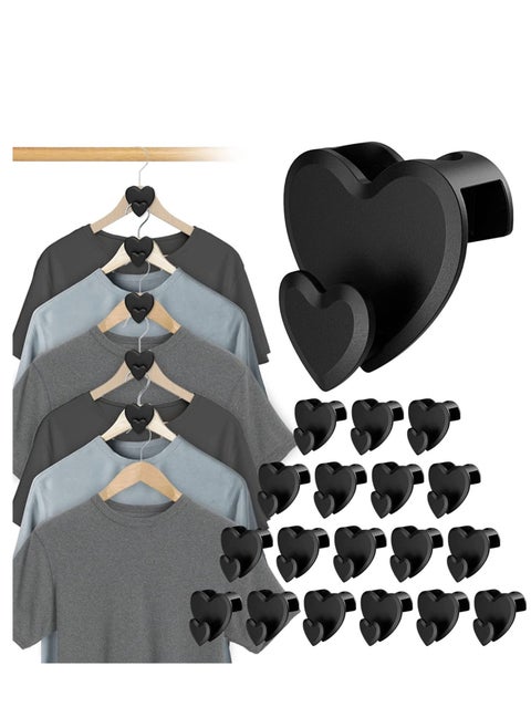 Clothes Hanger Connector Hooks, Space-Saving Hooks,Cascading Save Space,Wardrobe Organizers and Storage, Velvet Huggable Hangers Accessory, Black 24 PCS